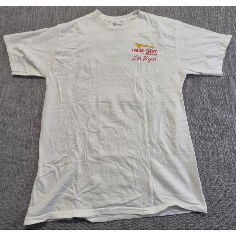 In-N-Out Burger Las Vegas Double Sided Graphic T-Shirt M White Cars Cotton